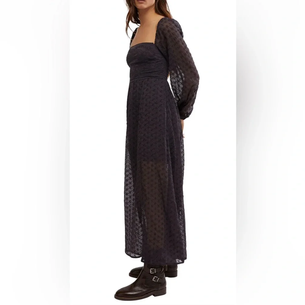 Free People Malina Eyelet Long Sleeve Maxi Dress Size Medium